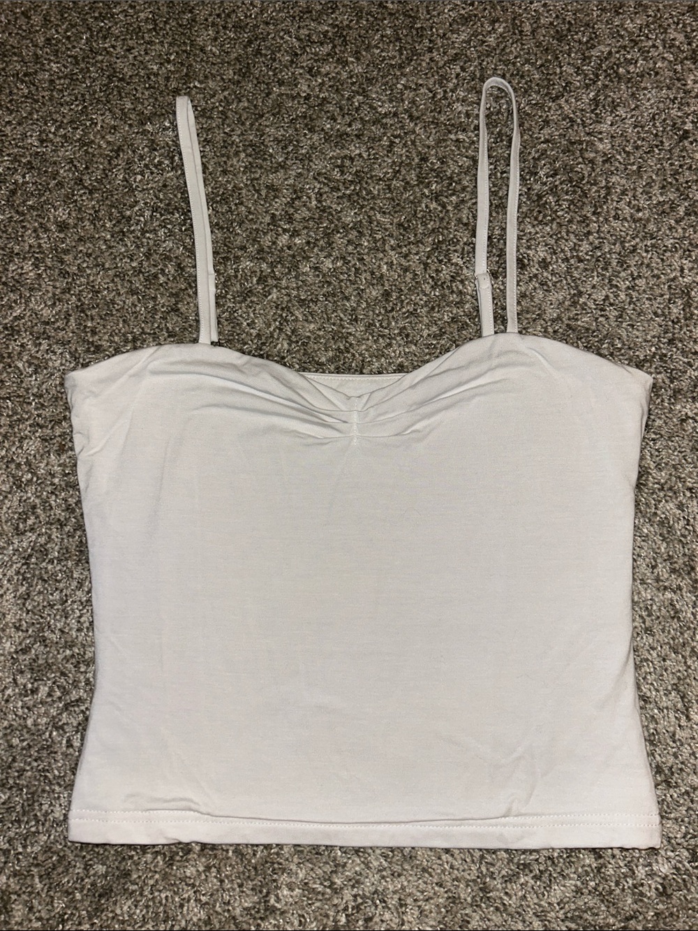 White Ruched Front Spaghetti Strap Camisole Top